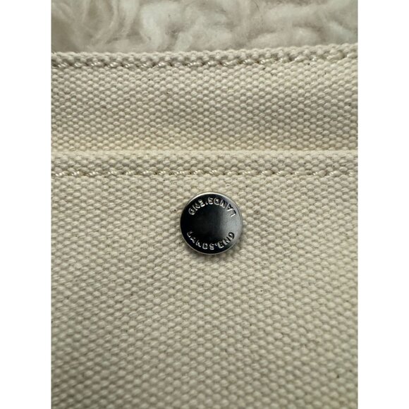 Lands' End Canvas Zippered Wristlet Zippered Pouch Cream and Navy Blue - Picture 2 of 9